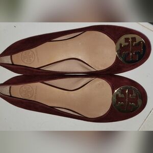 Tory Burch Burgundy Suede Flats
